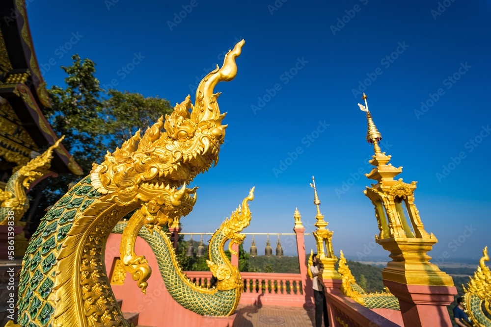 Serpent Railing Lampang, Thailand - December, 19, 2022 : Serpent railing with blue sky ...