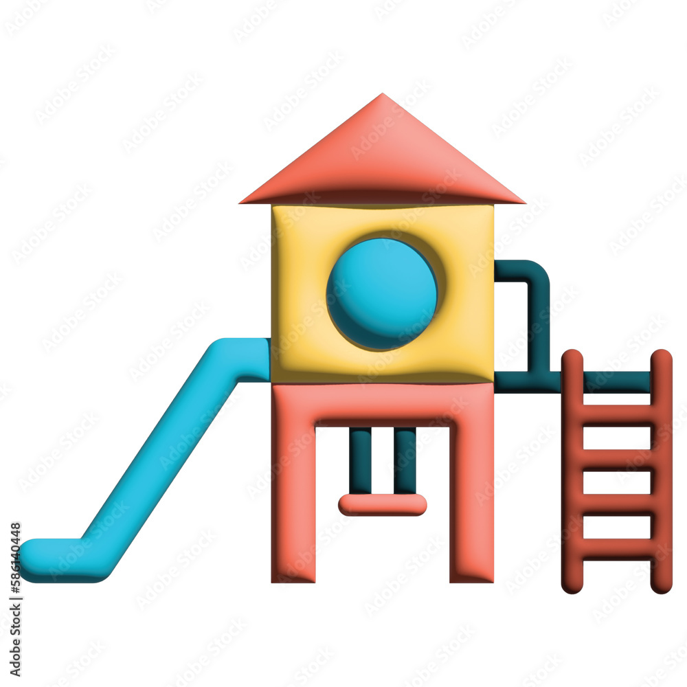 3D illustration playground in hotel set 3D illustration playground in hotel set