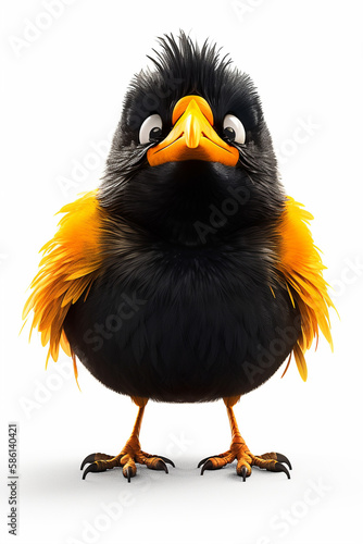 Adorable Anthropomorphic Montserrat Oriole With Heart Patch And Glasses Smiling Happily Generative Ai Digital Illustration Part#280323