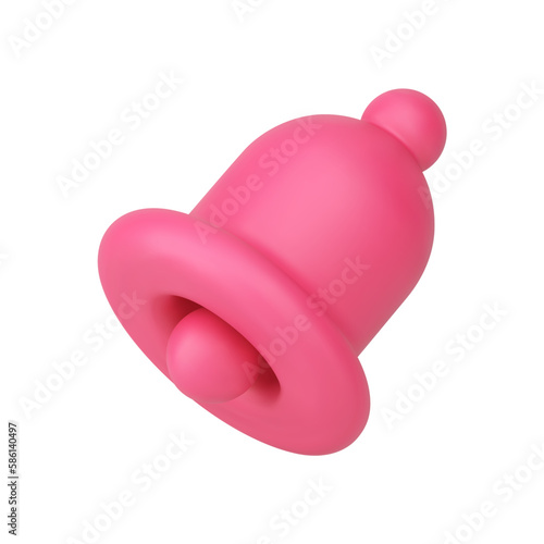 Ring jingle bell pink internet alert call message cyberspace sound reminder 3d icon realistic vector
