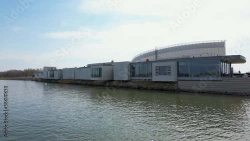 Danubiana Modern Art Museum on the shore of Danube River in Slovakia, 4k photo
