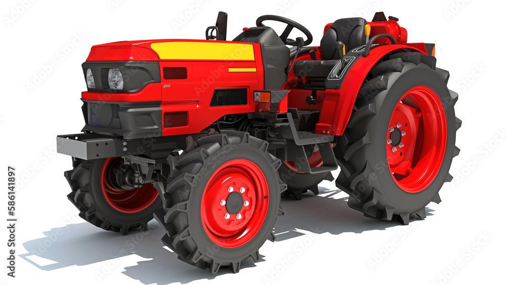Fototapeta premium Farm Tractor 3D rendering on white background
