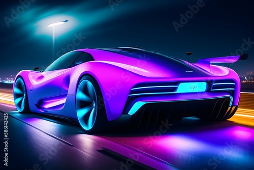 Rendering of "Futuristic Speed Demon: A Nighttime Joyride". Generative AI.  © Leandro