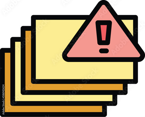 Warning printing sheets icon. Outline Warning printing sheets vector icon for web design isolated on white background color flat