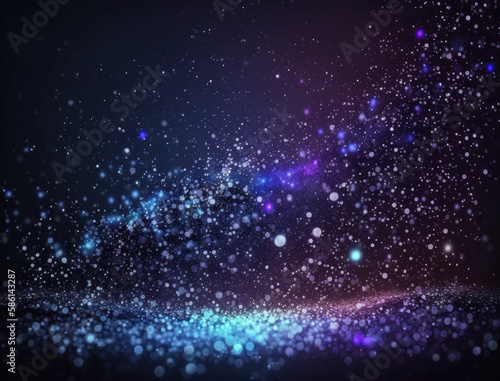 Wallpaper Mural Dark blue and glow particle abstract background Blurry bokeh background with sparkles, particles and glitter created with Generative AI technology Torontodigital.ca