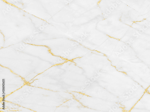 White and gold marble texture background design for your creative design, Horizontal image. © TON_PHOTO
