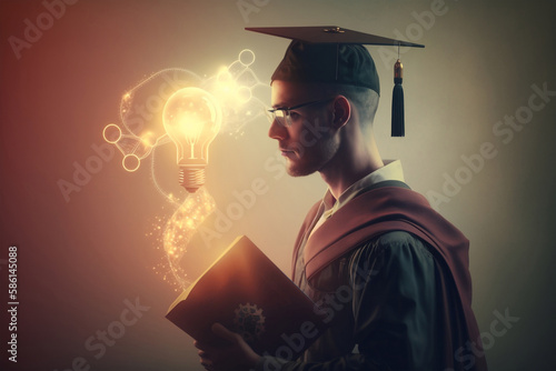 graduate in cap and gown, Generative AI