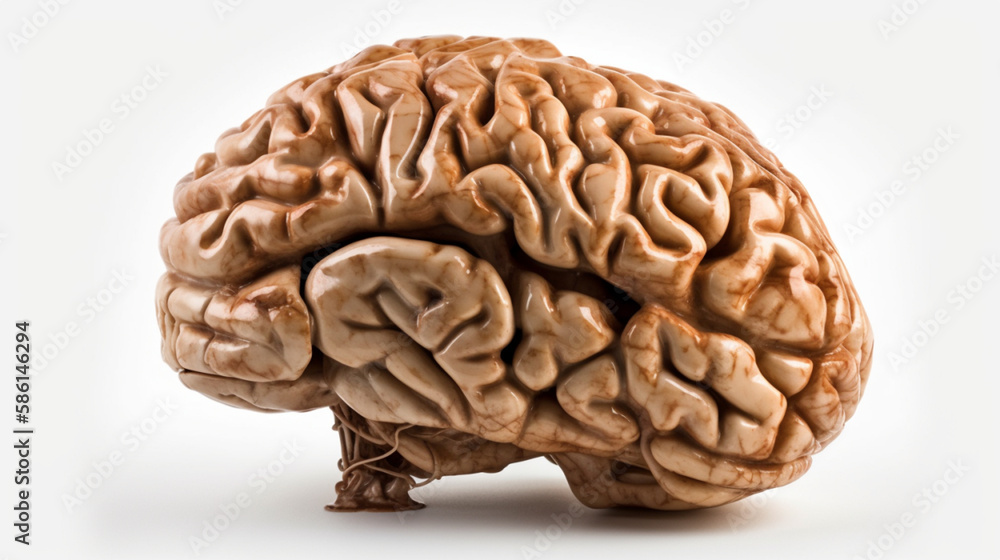 human brain on a white background, generative ai human brain on a white background, generative ai