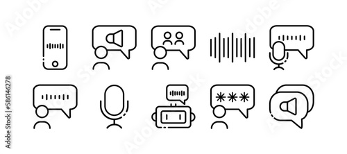 Communication on the Internet. Line icons, black, internet communication icons set. Vector photo