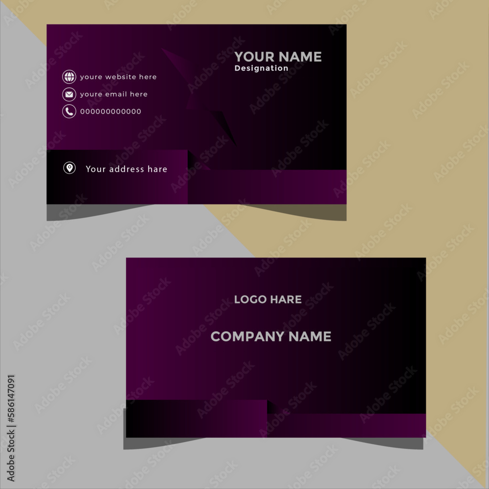Fototapeta premium Business card design template, Clean professional business card template, visiting card, business card template. Black And White Minimalist Business Card Layout Modern presentation card with company