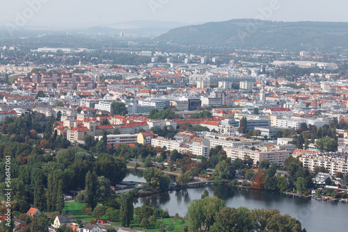 Panorama of modern Vienna . European capital city landscape