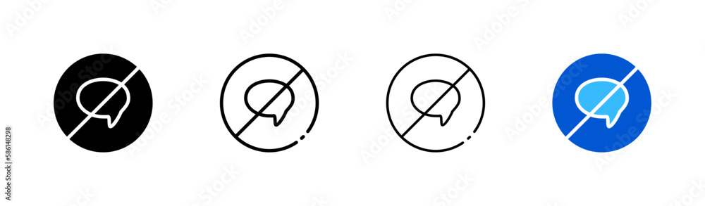 Restriction on sending messages. Different styles, color, set of icons of restrictions on sending messages. Vector. Restriction on sending messages. Different styles, color, set of icons of restrictions on sending messages. Vector.