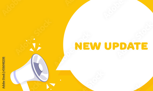 New update. Flat, yellow, new update banner. Vector illustration.