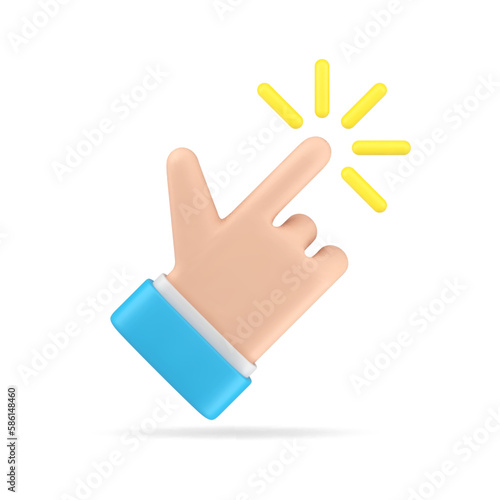Business man hand human finger click pointer web screen cursor gesture 3d icon realistic vector