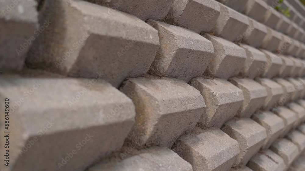 A wall made with concrete cone bricks A wall made with concrete cone bricks