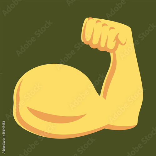 Flexed Biceps vector flat icon illustration design. Isolated arm flexing to show its biceps muscle. Represents strength, working out sign label.