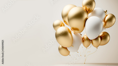Wallpaper Mural Gold and white balloon on white background with copy space. generative ai. Torontodigital.ca