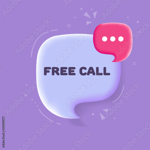 Free call. Flat, purple, free call banner. Vector illustration.