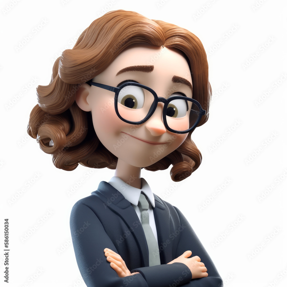 Portrait of a happy businesswoman in a 3d cartoon style. Generative ai Portrait of a happy businesswoman in a 3d cartoon style. Generative ai
