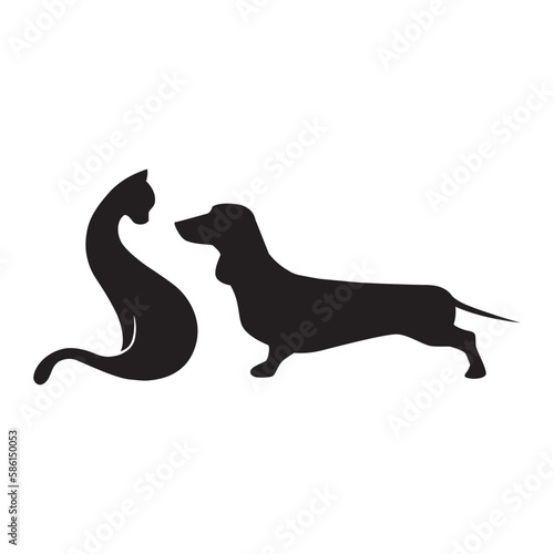cat and dog love  logo