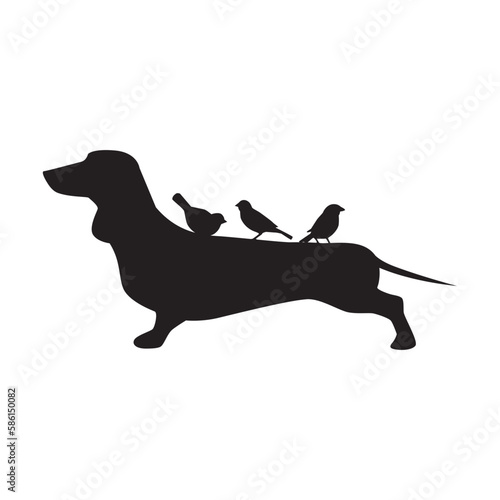 dachshund dog and sparrows logo