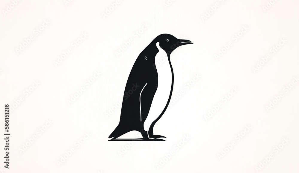 Fototapeta premium Creative illustration with penguin, logo, generative AI.