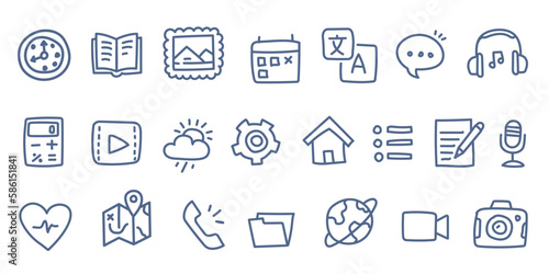 Vector set of business icon on white color background. Flat line art style design of different icon