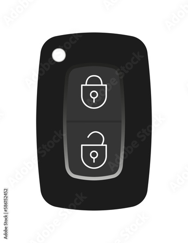 Electronic key. Flat, black, electronic car key. Vector