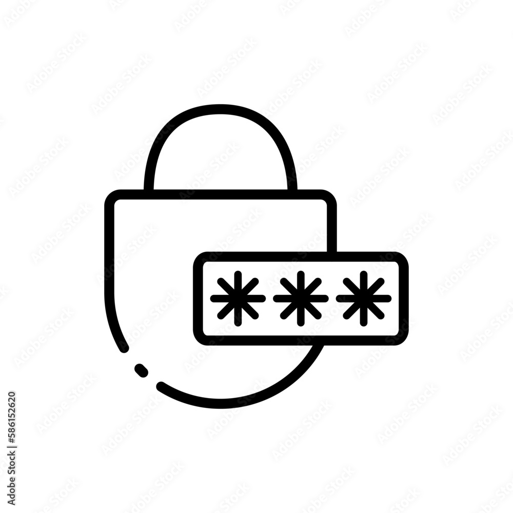 Password. Line icon, black, password icon. Vector. Password. Line icon, black, password icon. Vector.