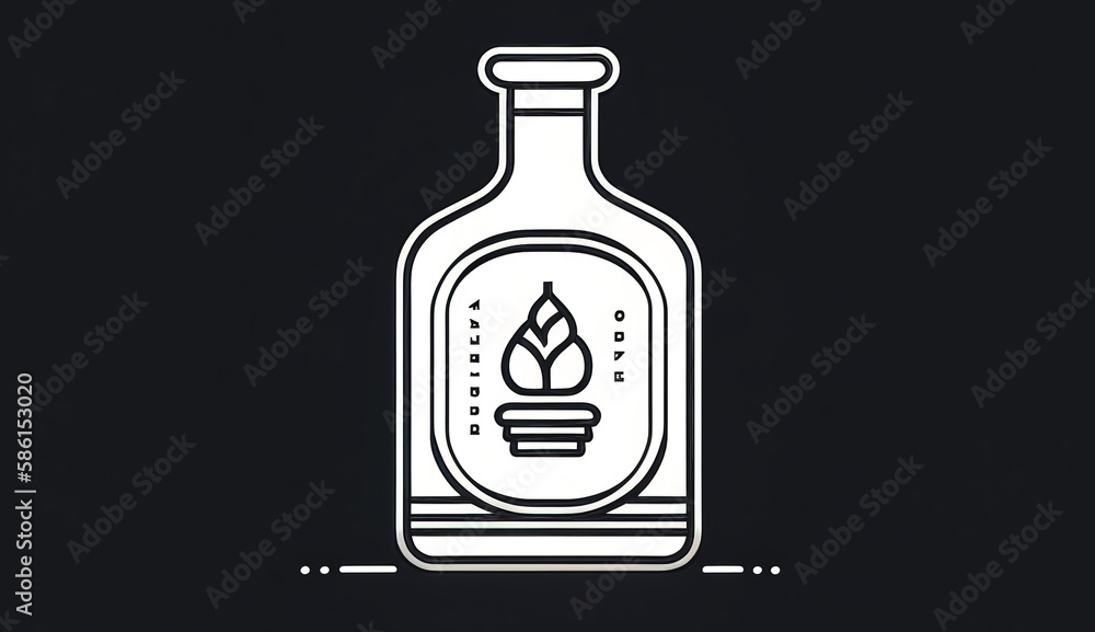 Minimalistic bottle logo design isolated, generative AI. Minimalistic bottle logo design isolated, generative AI.