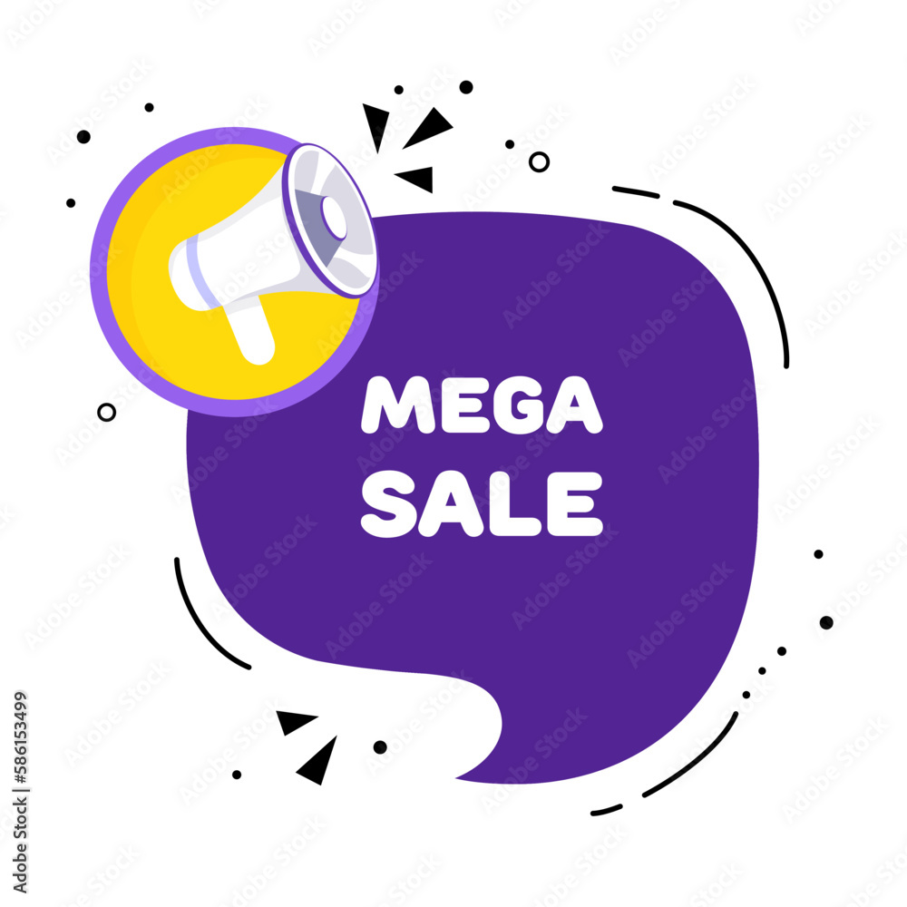 Mega sale. Flat, purple, mega sale banner. Vector illustration. Mega sale. Flat, purple, mega sale banner. Vector illustration.