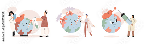 Wallpaper Mural Global warming. High temperature and hot weather Earth. Climate change concept. Hot melt planet earth. Global warming heating impact. Tiny people. Raising global temperature. People energy use planet Torontodigital.ca