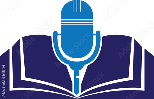 Podcast book vector logo design. Education podcast logo concept.
