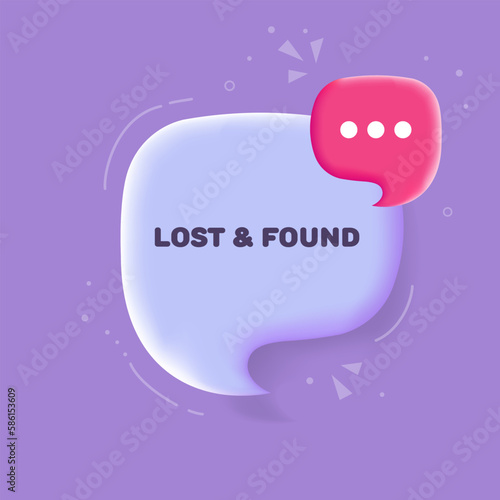 Lost & found. Flat, purple, lost and found banner. Vector illustration