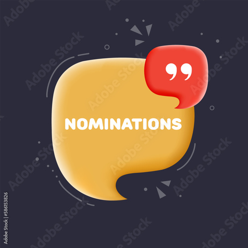 Nominations. Flat, orange, nomination banner. Vector illustration.