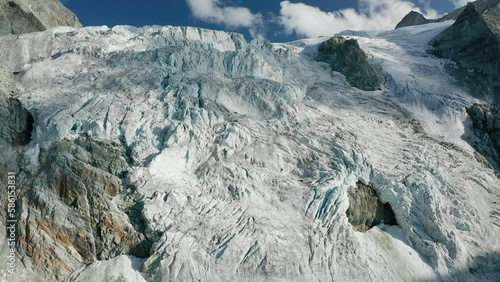 Moiry glacier in Swiss alps aerial view photo
