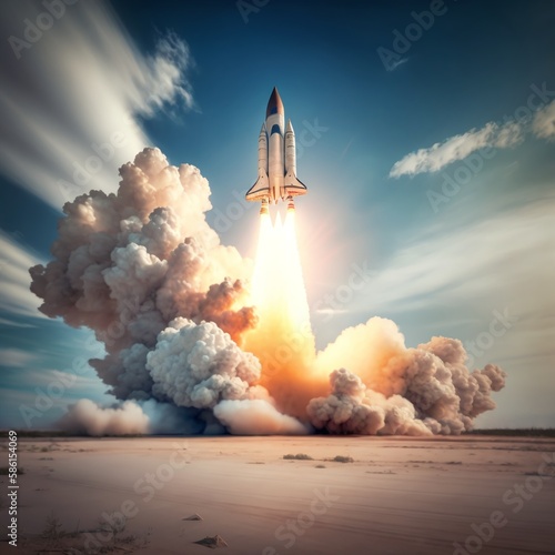 Lift Off to the Moon with a Stunning Representation of a Rocket Launch Generated by AI