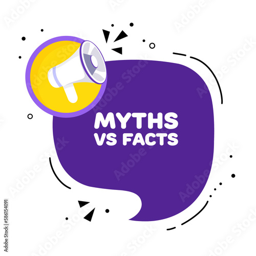 Myths versus facts. Flat, purple, myths vs facts banner. Vector illustration.
