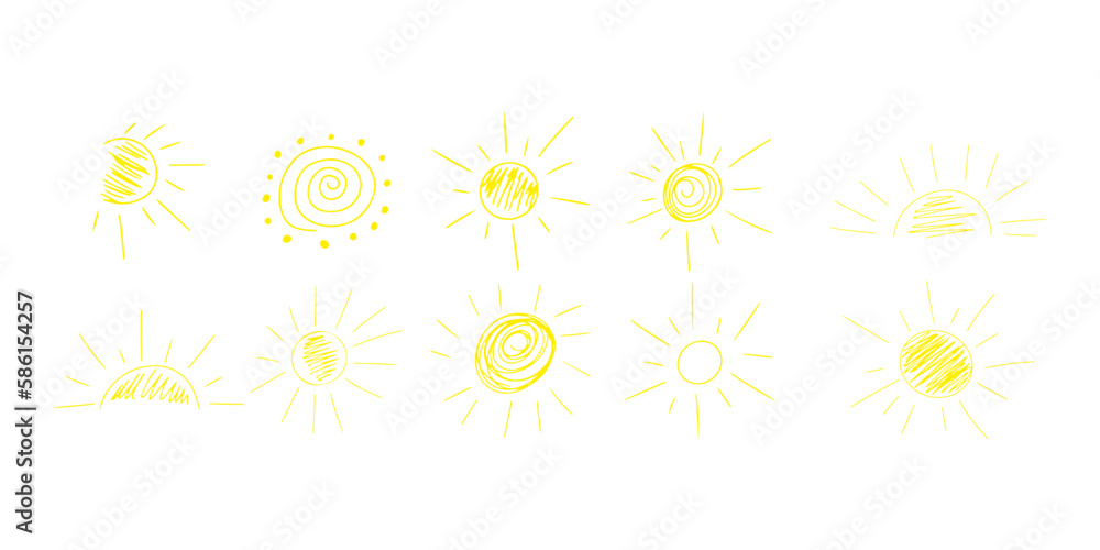 Sun. Cute doodle icon. Vector illustration weather symbol for website design, web button, mobile app. Sun. Cute doodle icon. Vector illustration weather symbol for website design, web button, mobile app.