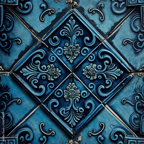 Mosaic blue navy tile backg...