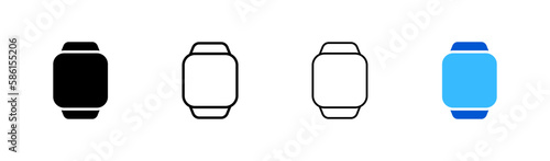Smart watch. Different styles, colored, modern smart watch. Vector icons.