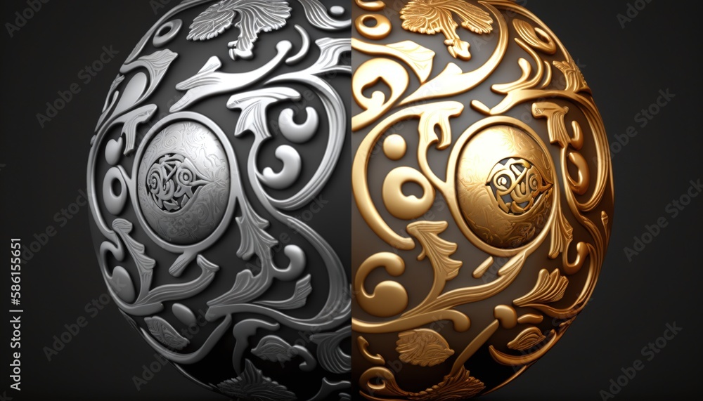 Balance of Harmony with a Gold and Silver Yin and Yang Generated by AI Balance of Harmony with a Gold and Silver Yin and Yang Generated by AI