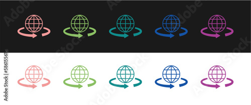Set 3d modeling icon isolated on black and white background. Augmented reality or virtual reality. Vector