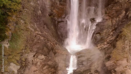 Iffigbach waterfall aerial view in Swiss alps photo