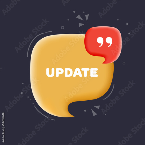 Update. Flat, orange, update banner. Vector illustration.