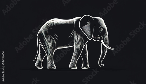 Creative illustration with elephant, logo, generative AI. © puhimec