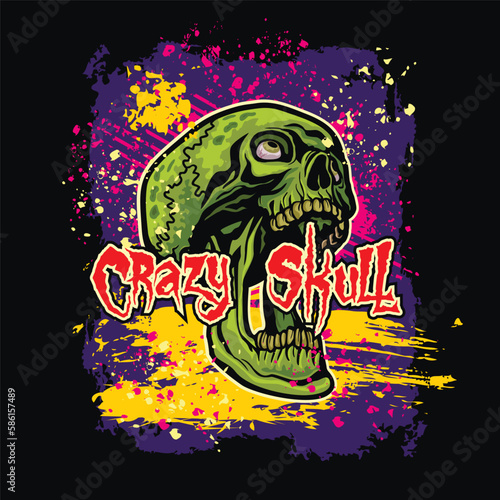 crazy skull, grunge vintage design t shirts