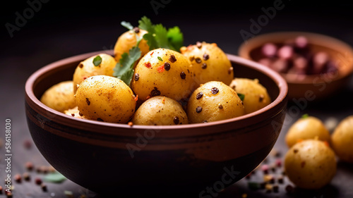 A Mouthwatering Bowl of Pan Fried Baby Potatoes with Jeera and Coriander