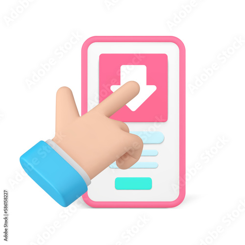 Smartphone application data download cloud computing file sharing transfer system 3d icon vector