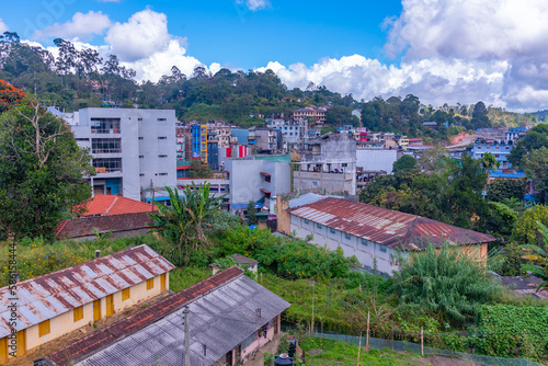 View of a busy street in Bandarawela, Sri Lanka photo